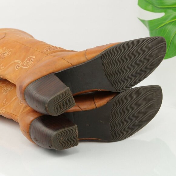 Korkys Womens Eve Western Boot Size 8 Cognac Tan Leather Pointed Block Heel - Picture 8 of 12